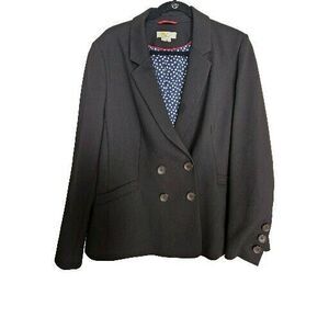 Boden Black Double Breasted Blazer Polka Dot Lined Career Jacket